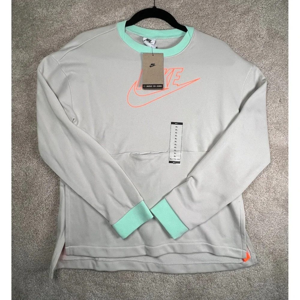 Nike Youth XL FlyEase Sweatshirt Crewneck Cream Pullover NWT Pocket Activewear